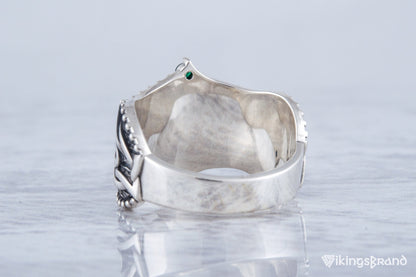 Vikings Yggdrasil Symbol with Norse Ornament Sterling Silver Viking Ring