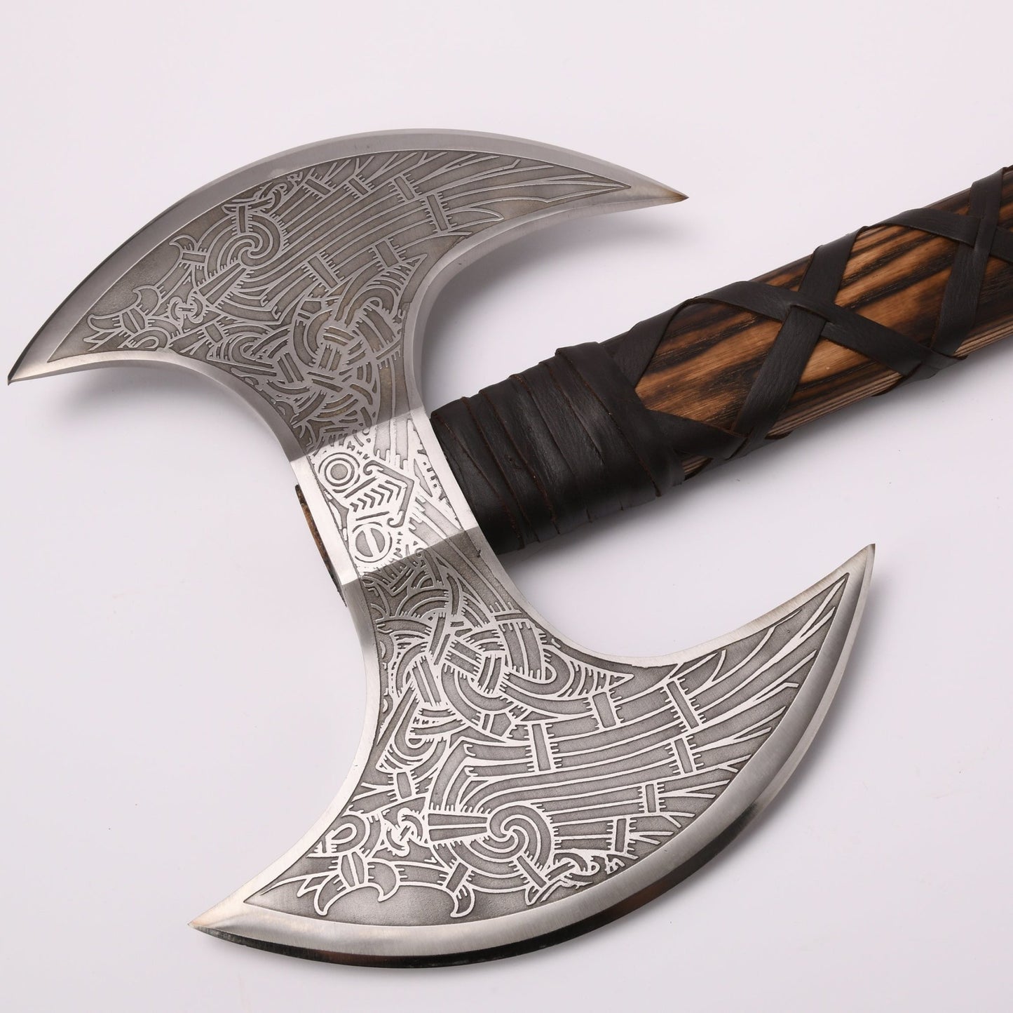 VikingsBrand Odin’s Twin-Blade Viking Axe – Hand-Forged Collectible