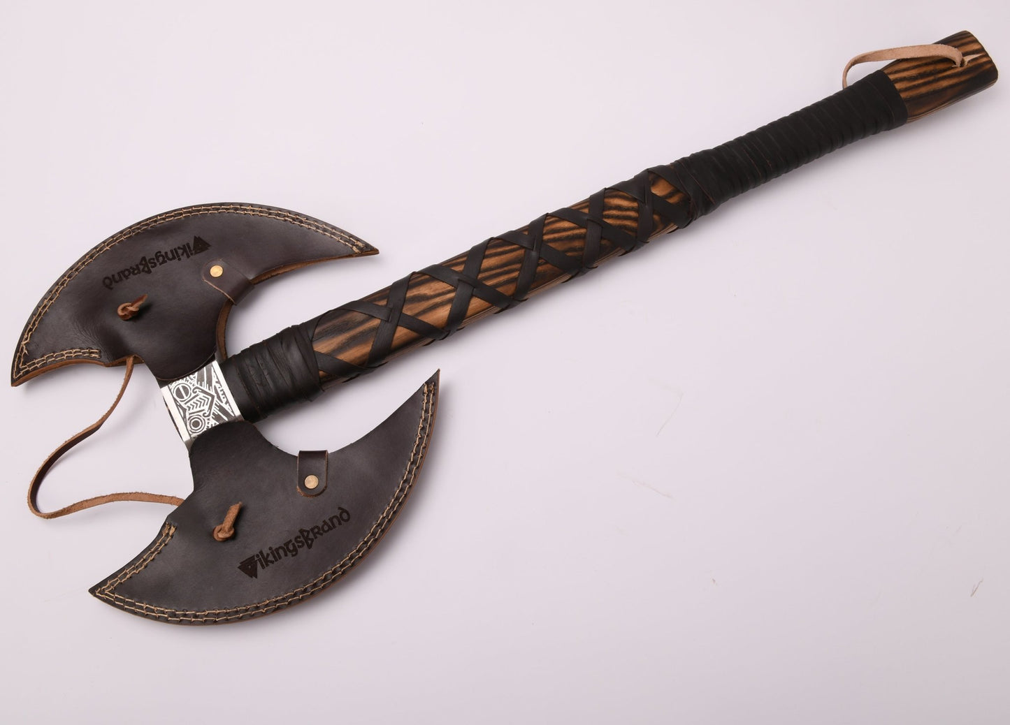 VikingsBrand Odin’s Twin-Blade Viking Axe – Hand-Forged Collectible