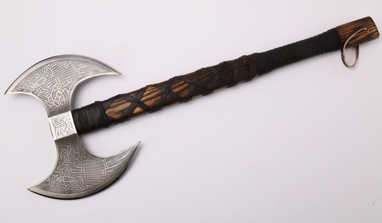 VikingsBrand Odin’s Twin-Blade Viking Axe – Hand-Forged Collectible