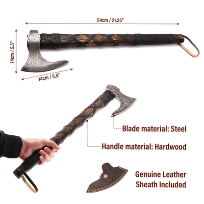 VikingsBrand Viking Axe Weapon - Hand-Crafted Battle Axe Fenrir