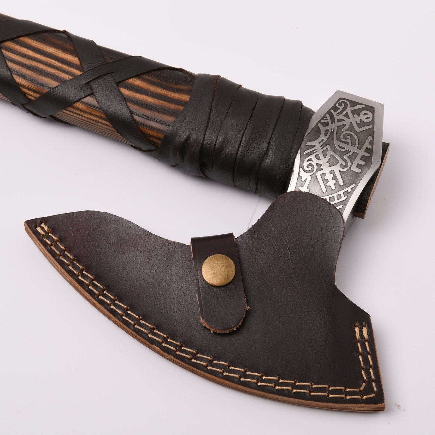 VikingsBrand Viking Axe Weapon - Hand-Crafted Battle Axe Fenrir