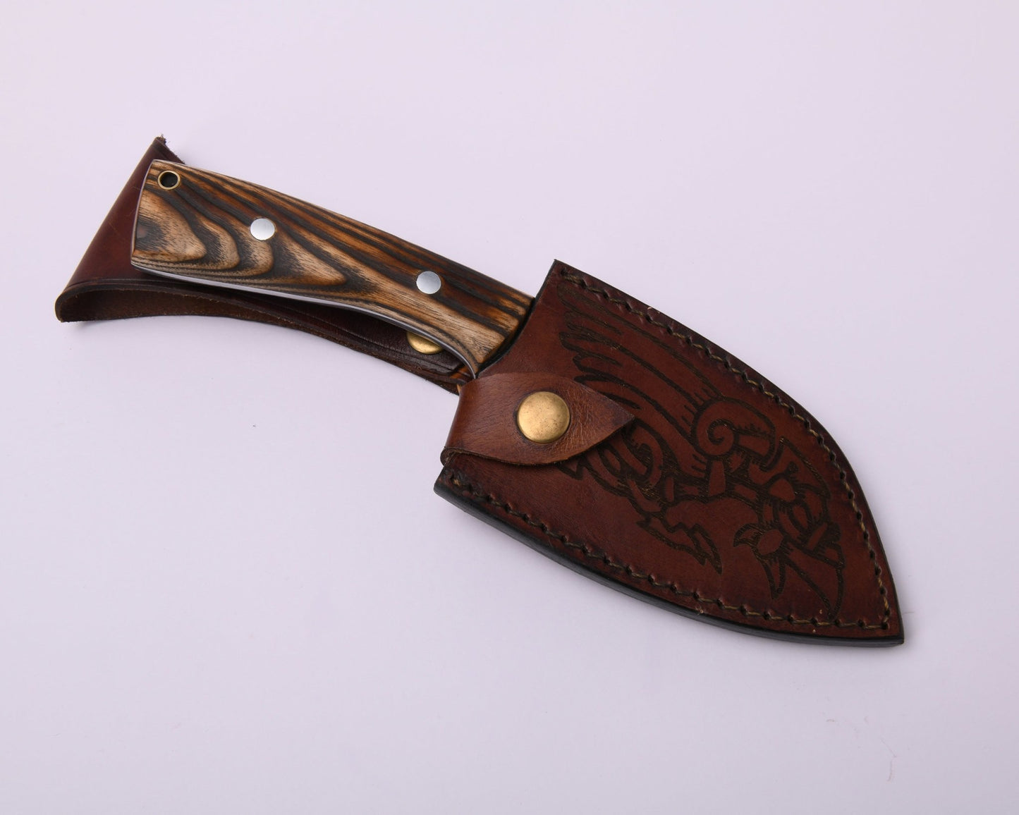 VikingsBrand Viking-styled Knife - Huginn & Muninn Hand Forged Knife with Raven Engraving