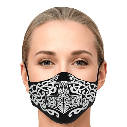White Mjolnir, Thor's Hammer Face Viking Face Mask Cover
