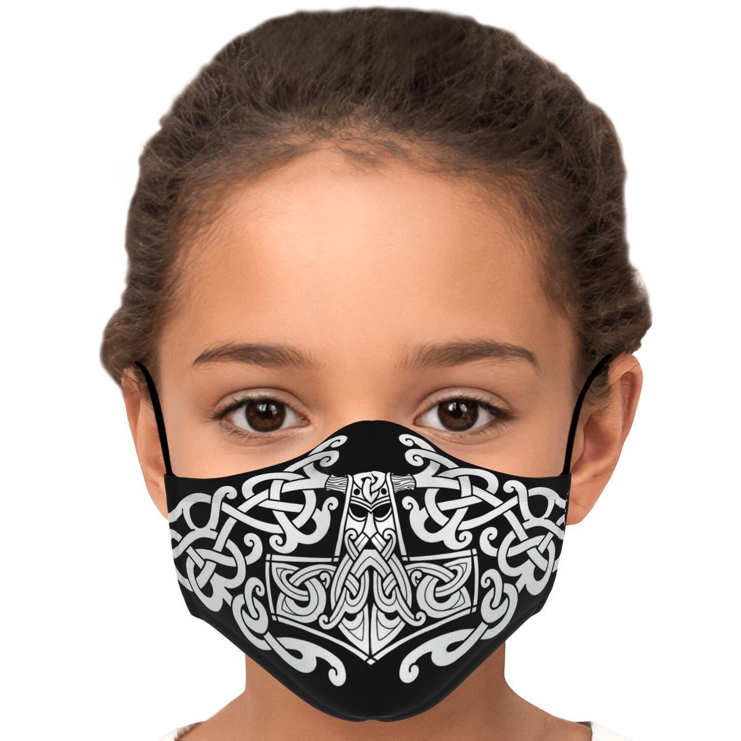 White Mjolnir, Thor's Hammer Face Viking Face Mask Cover