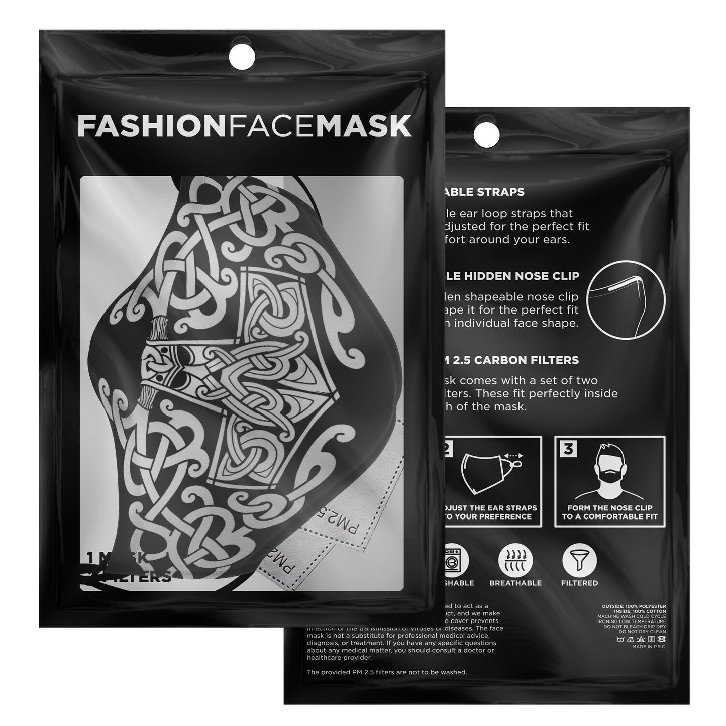 White Mjolnir, Thor's Hammer Face Viking Face Mask Cover