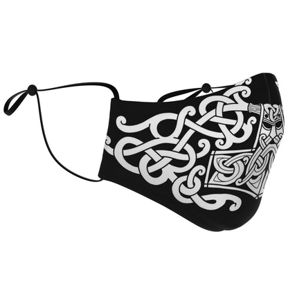 White Mjolnir, Thor's Hammer Face Viking Face Mask Cover