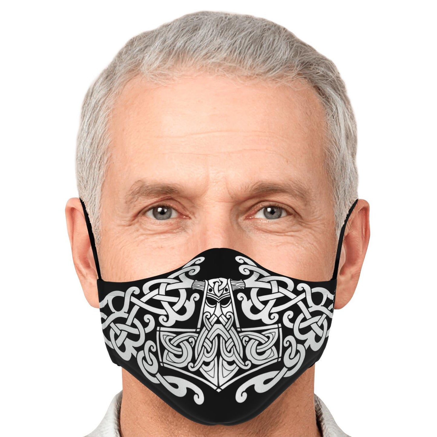 White Mjolnir, Thor's Hammer Face Viking Face Mask Cover