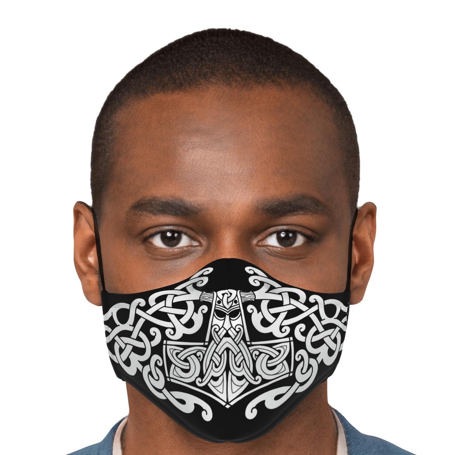 White Mjolnir, Thor's Hammer Face Viking Face Mask Cover