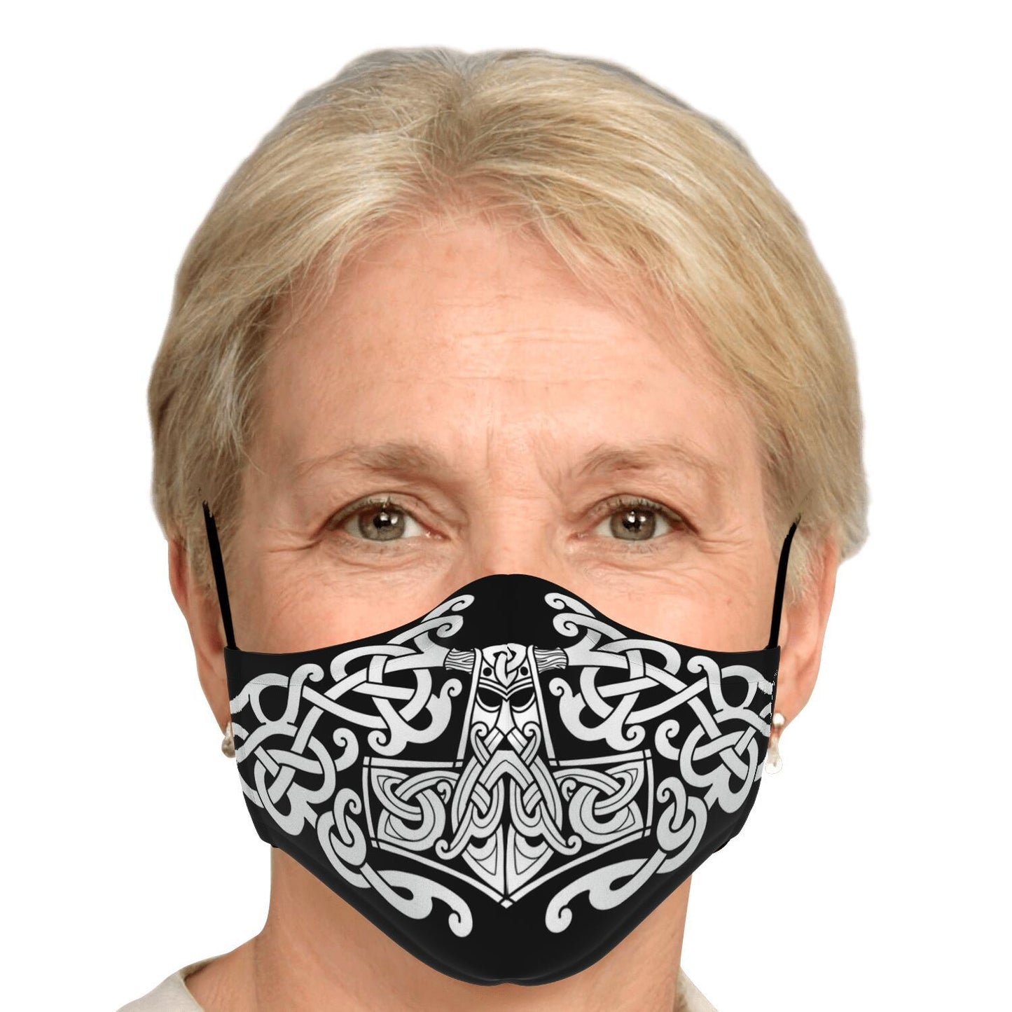 White Mjolnir, Thor's Hammer Face Viking Face Mask Cover
