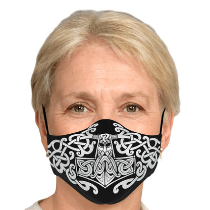 White Mjolnir, Thor's Hammer Face Viking Face Mask Cover