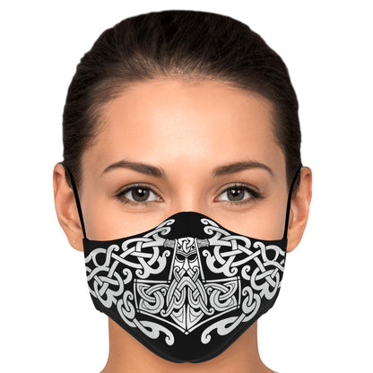 White Mjolnir, Thor's Hammer Face Viking Face Mask Cover