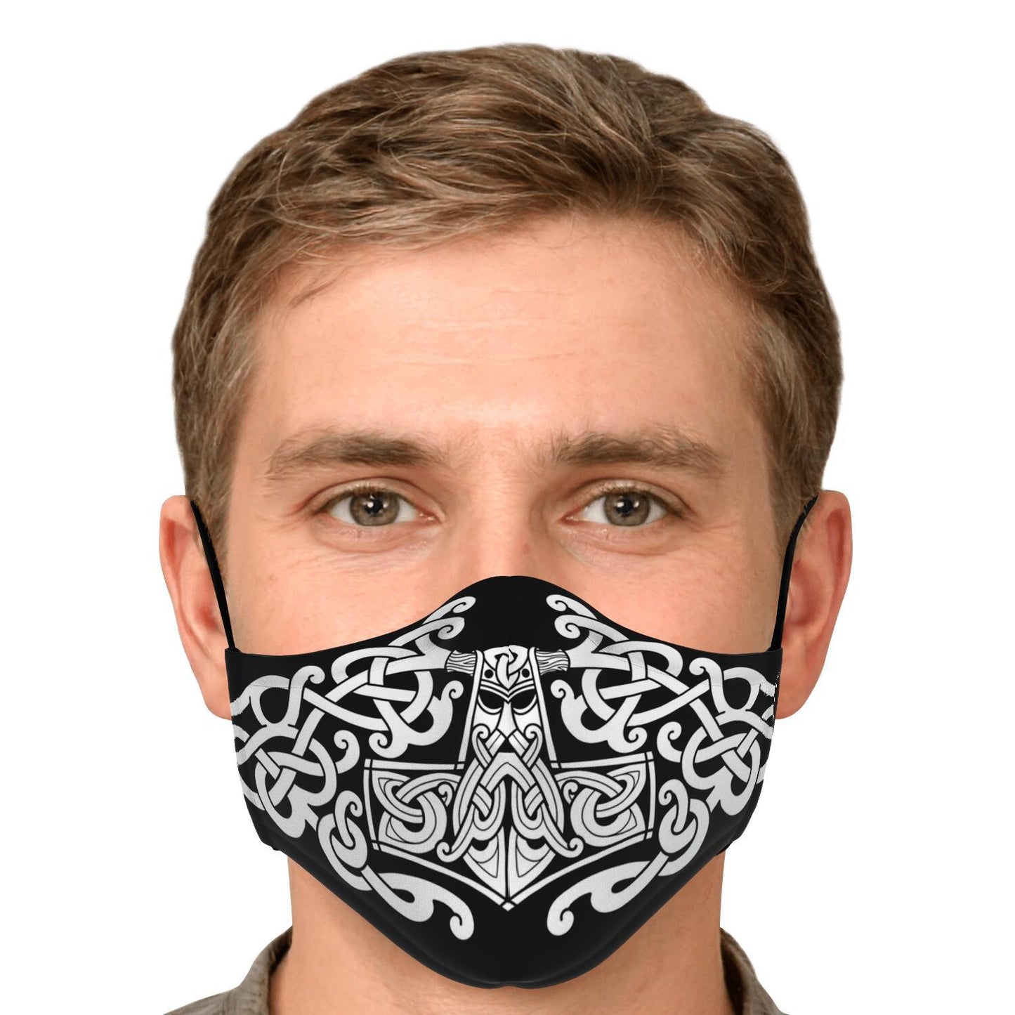 White Mjolnir, Thor's Hammer Face Viking Face Mask Cover