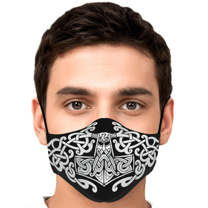 White Mjolnir, Thor's Hammer Face Viking Face Mask Cover