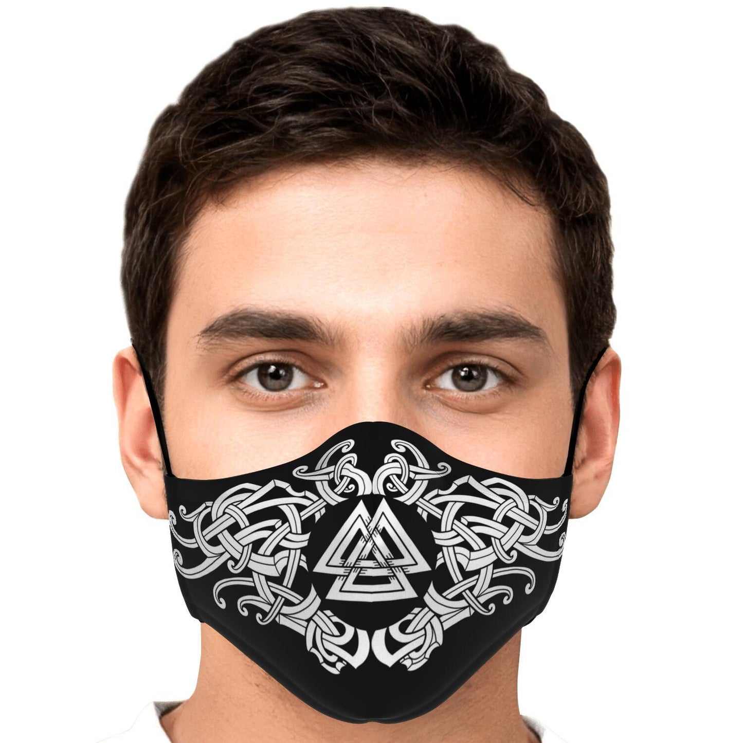 White Valknut Knot Viking Face Mask Cover