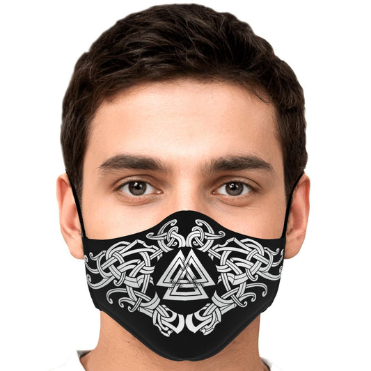 White Valknut Knot Viking Face Mask Cover