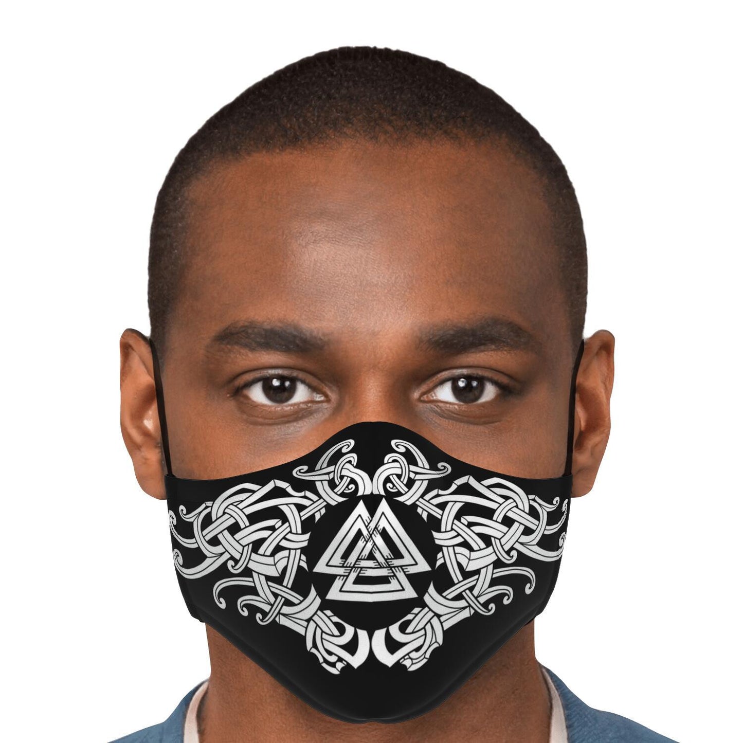 White Valknut Knot Viking Face Mask Cover