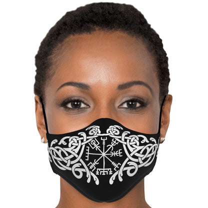 White Vegvisir Knot Viking Face Mask Cover