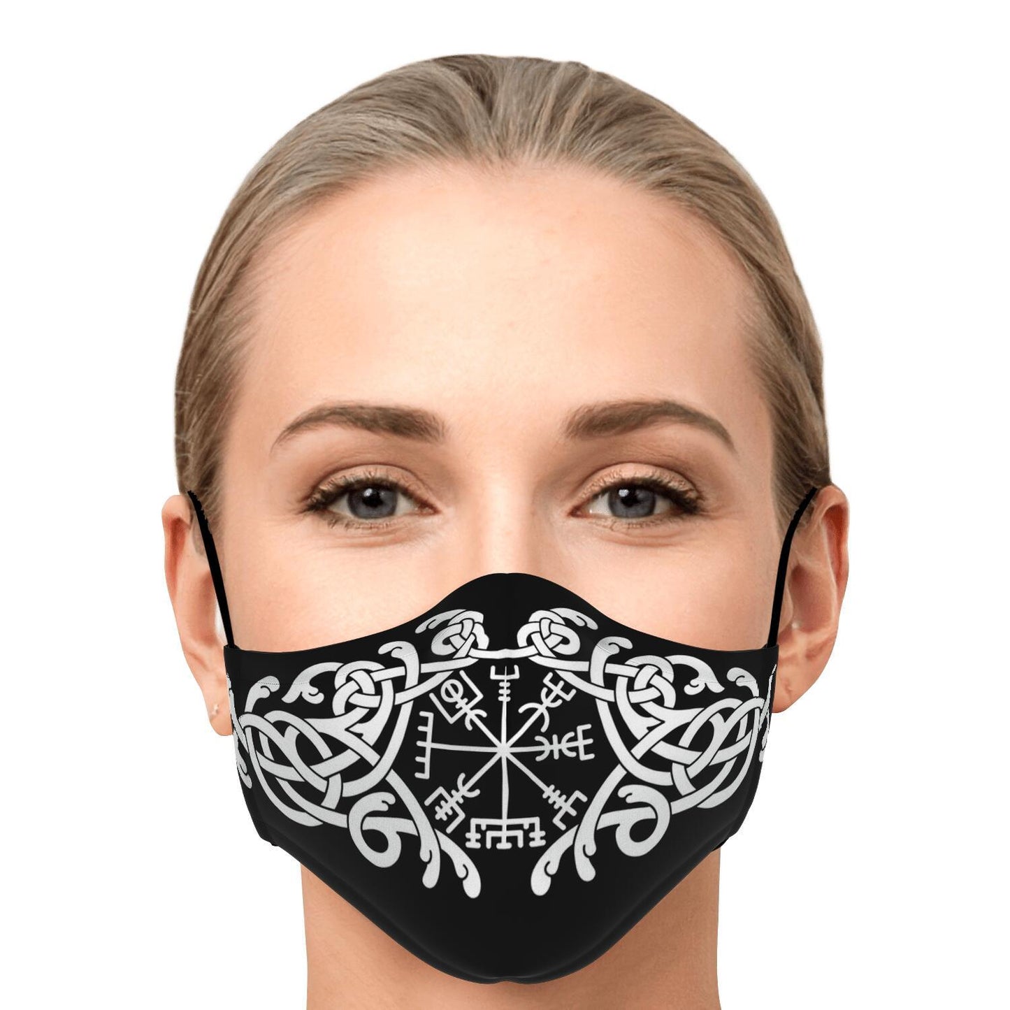 White Vegvisir Knot Viking Face Mask Cover