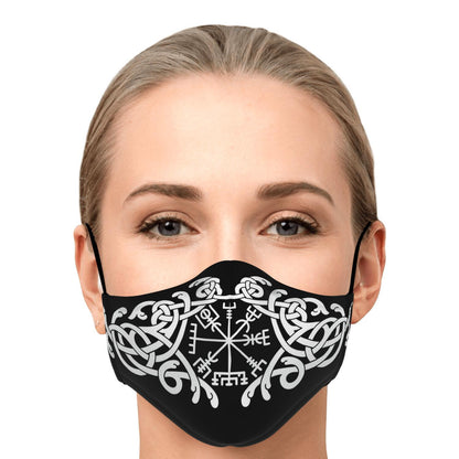 White Vegvisir Knot Viking Face Mask Cover