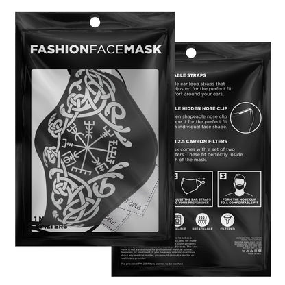 White Vegvisir Knot Viking Face Mask Cover