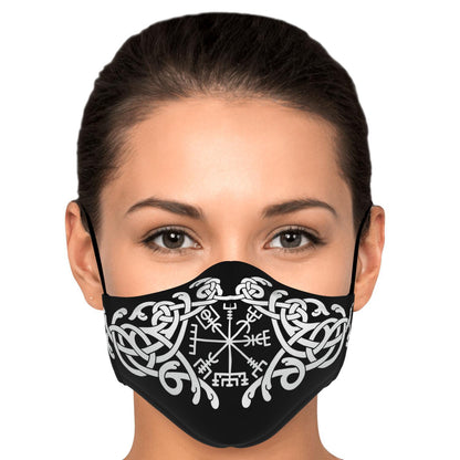 White Vegvisir Knot Viking Face Mask Cover