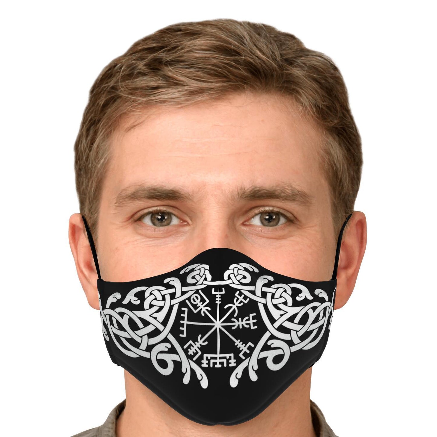 White Vegvisir Knot Viking Face Mask Cover