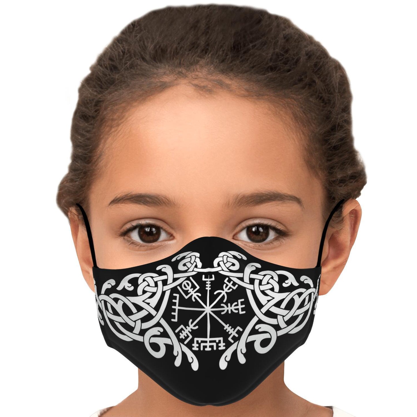 White Vegvisir Knot Viking Face Mask Cover