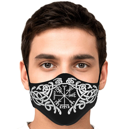 White Vegvisir Knot Viking Face Mask Cover