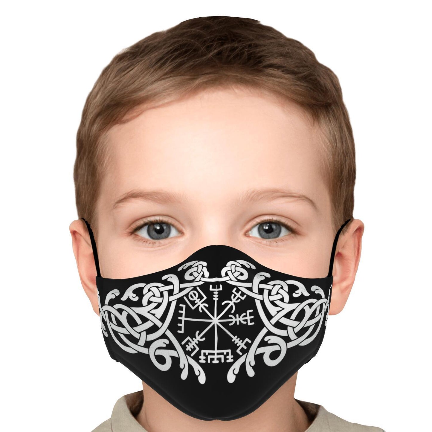 White Vegvisir Knot Viking Face Mask Cover