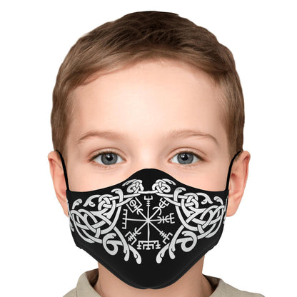 White Vegvisir Knot Viking Face Mask Cover
