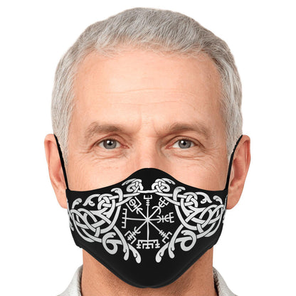 White Vegvisir Knot Viking Face Mask Cover