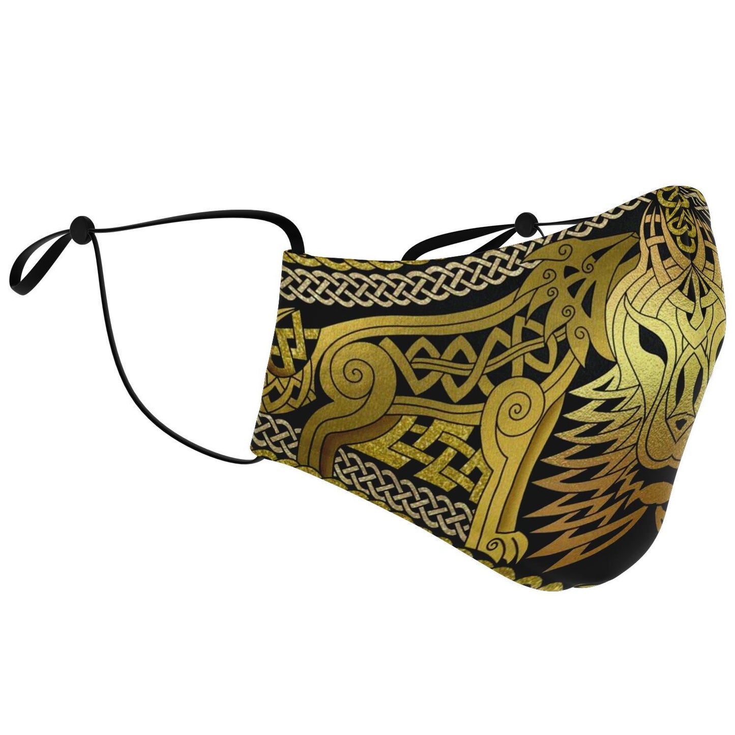 Wolf Head Gold Viking Face Mask Cover