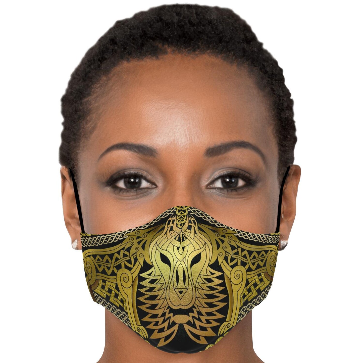 Wolf Head Gold Viking Face Mask Cover