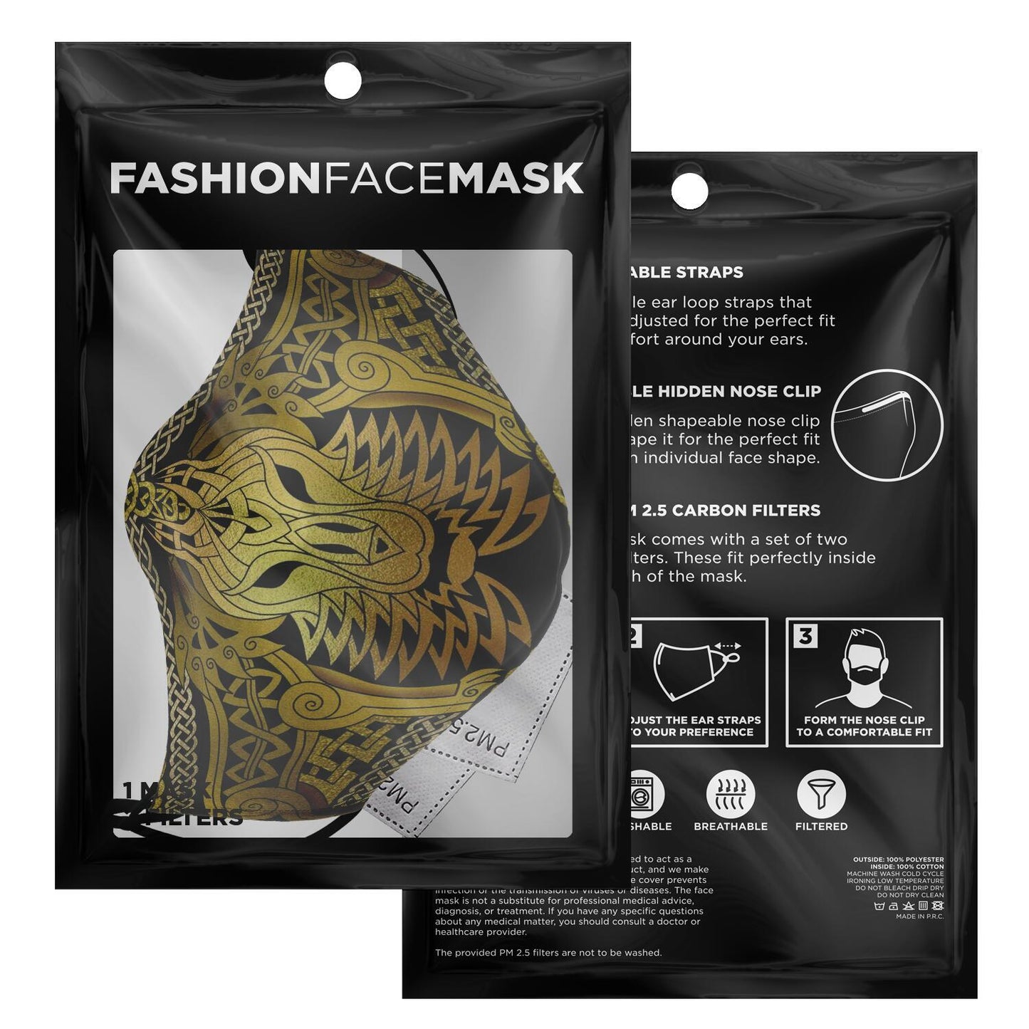 Wolf Head Gold Viking Face Mask Cover