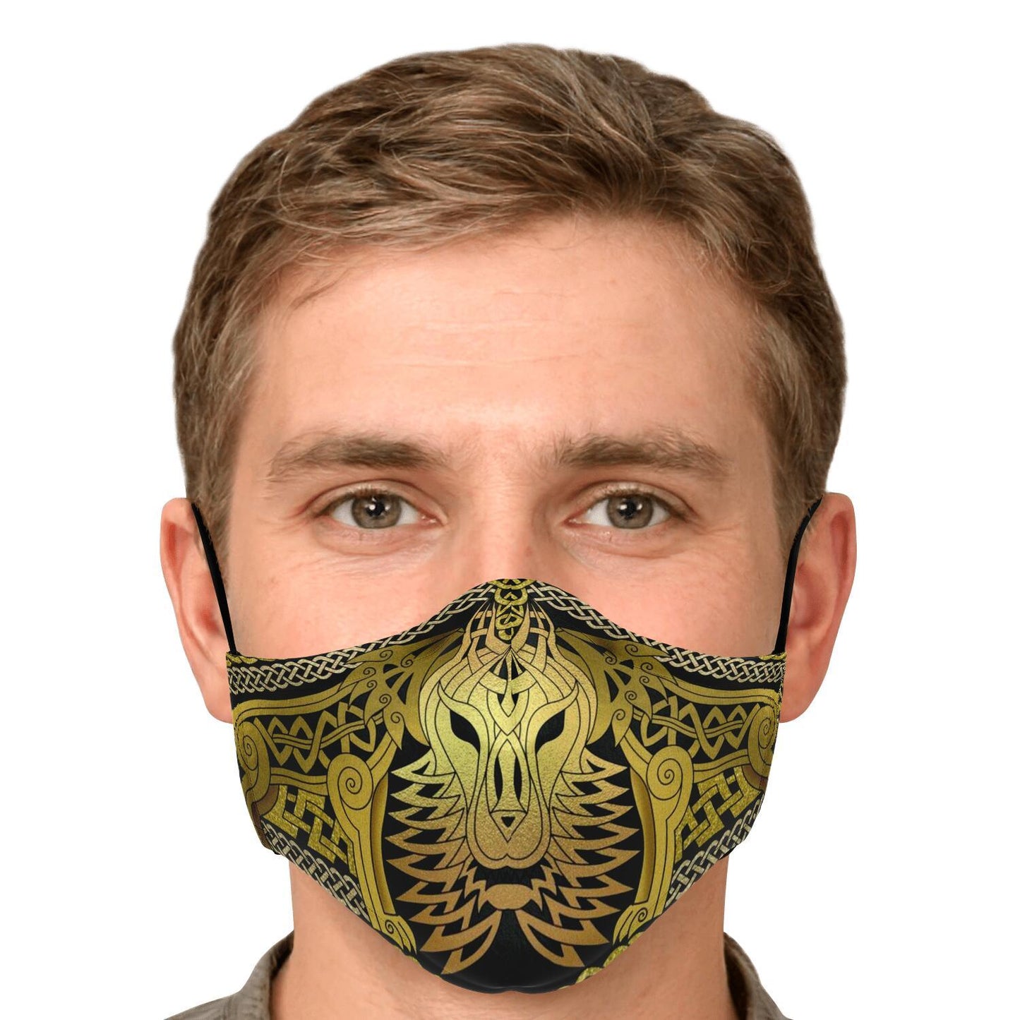 Wolf Head Gold Viking Face Mask Cover