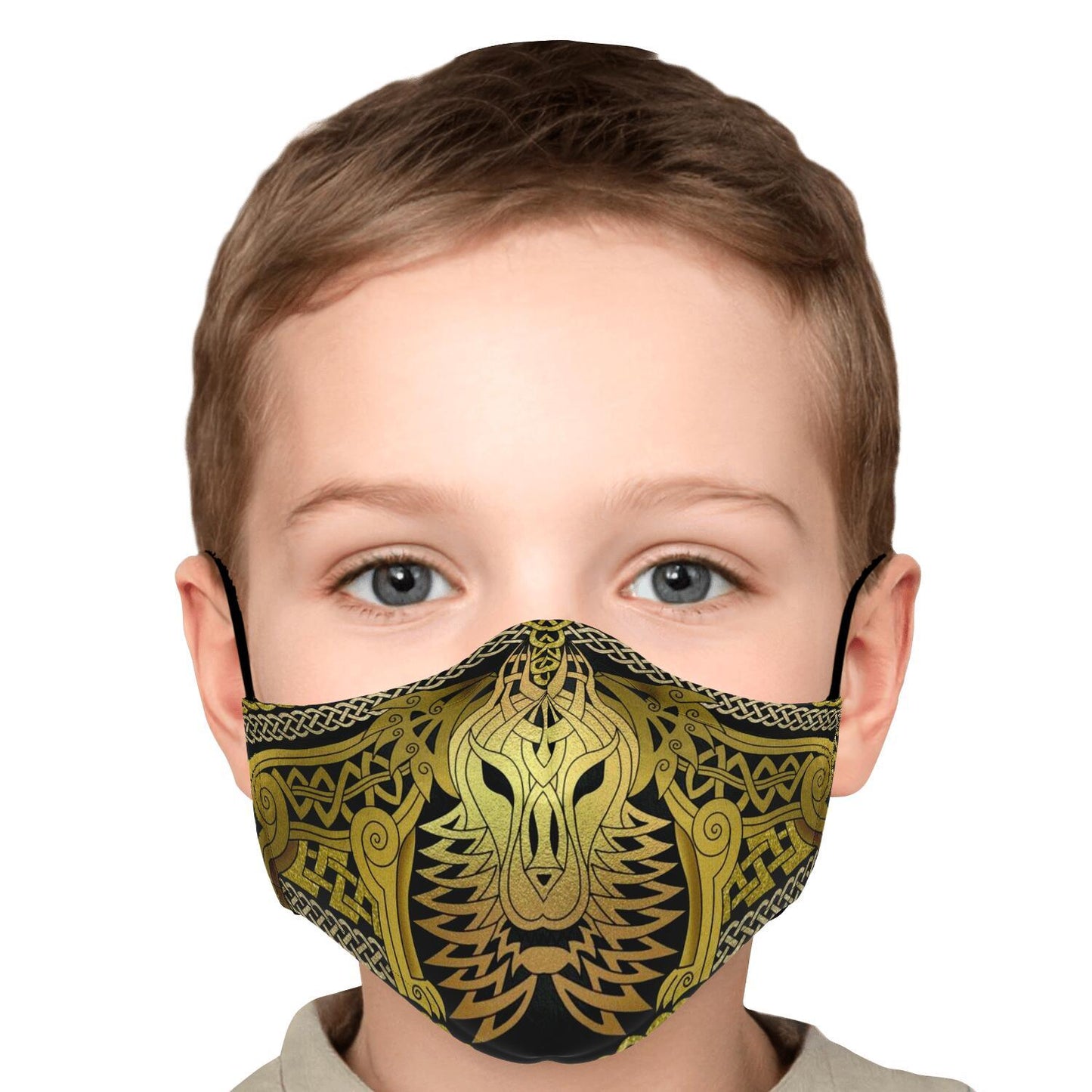 Wolf Head Gold Viking Face Mask Cover