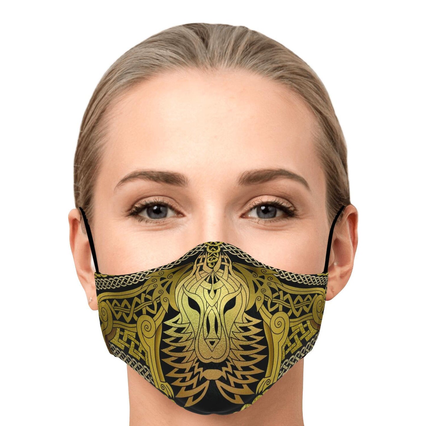 Wolf Head Gold Viking Face Mask Cover