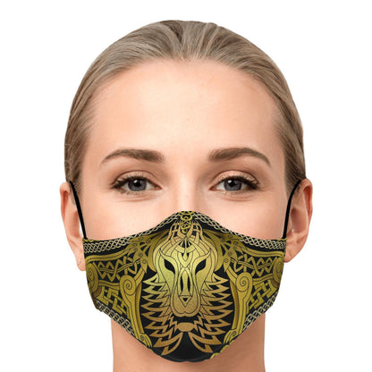Wolf Head Gold Viking Face Mask Cover