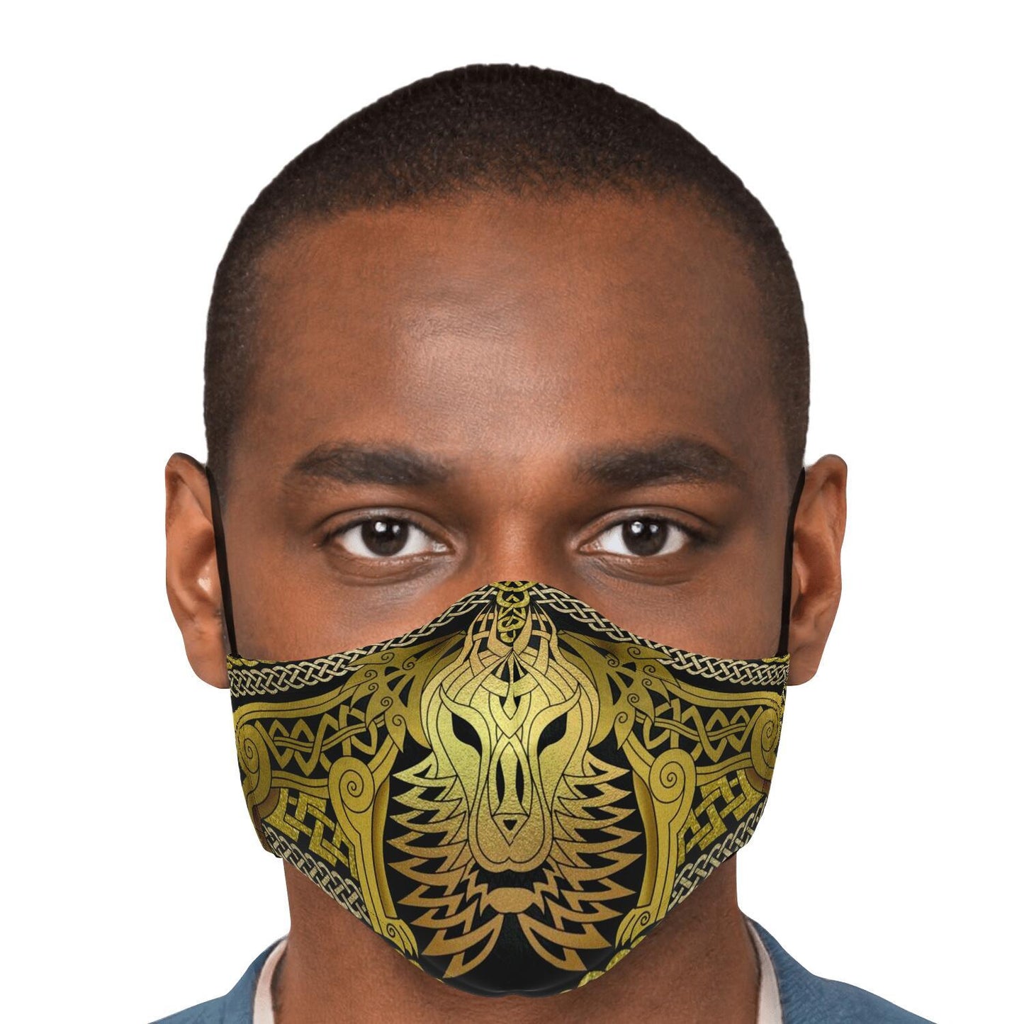 Wolf Head Gold Viking Face Mask Cover