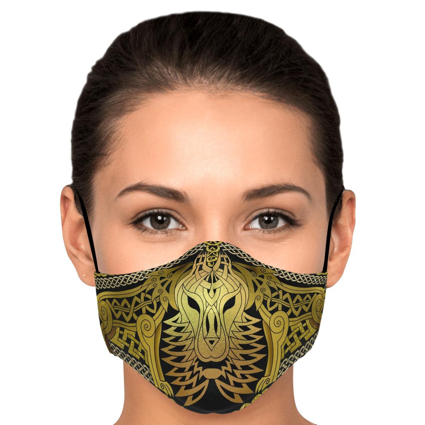 Wolf Head Gold Viking Face Mask Cover