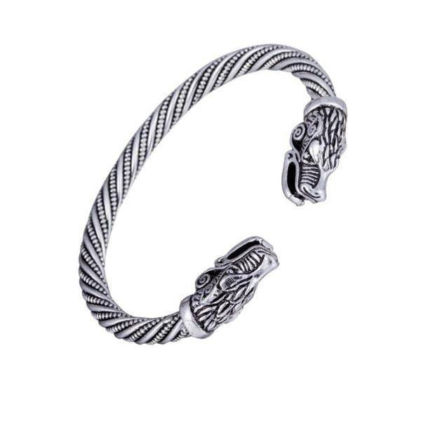 Wolf Head Male Bracelet - Arm Ring - VikingsBrand