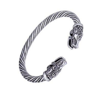 Wolf Head Male Bracelet - Arm Ring - VikingsBrand