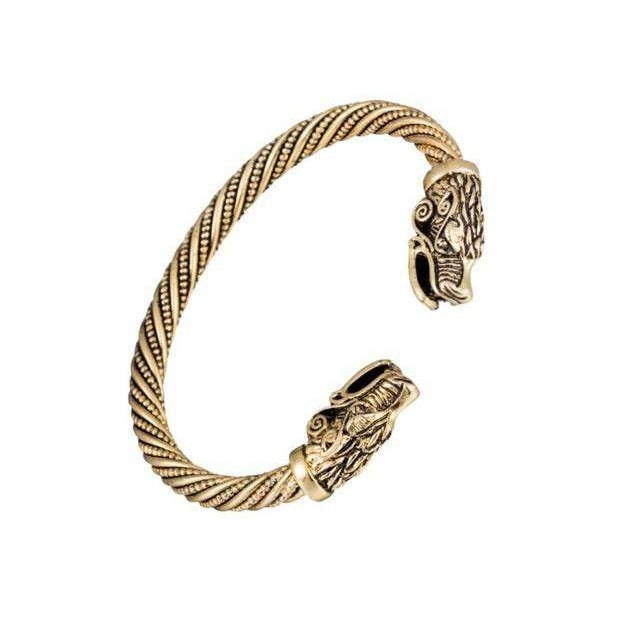 Wolf Head Male Bracelet - Arm Ring - VikingsBrand