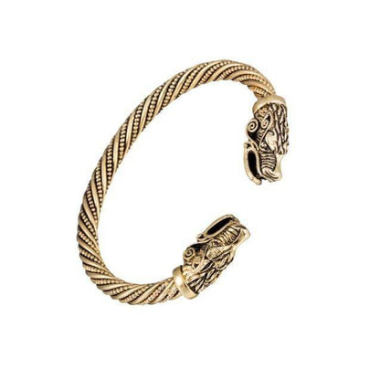 Wolf Head Male Bracelet - Arm Ring - VikingsBrand