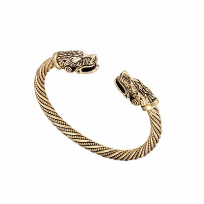 Wolf Head Male Bracelet - Arm Ring - VikingsBrand