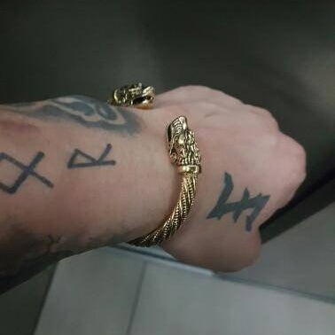Wolf Head Male Bracelet - Arm Ring - VikingsBrand