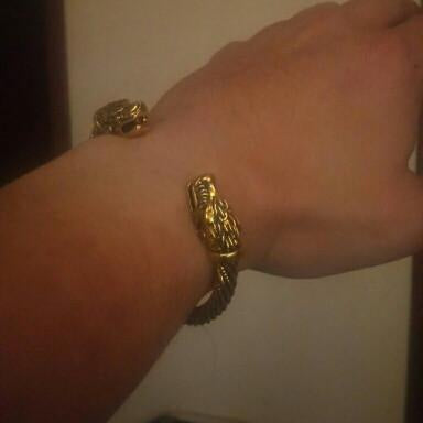 Wolf Head Male Bracelet - Arm Ring - VikingsBrand