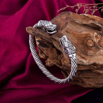 Wolf Head Male Bracelet - Arm Ring - VikingsBrand