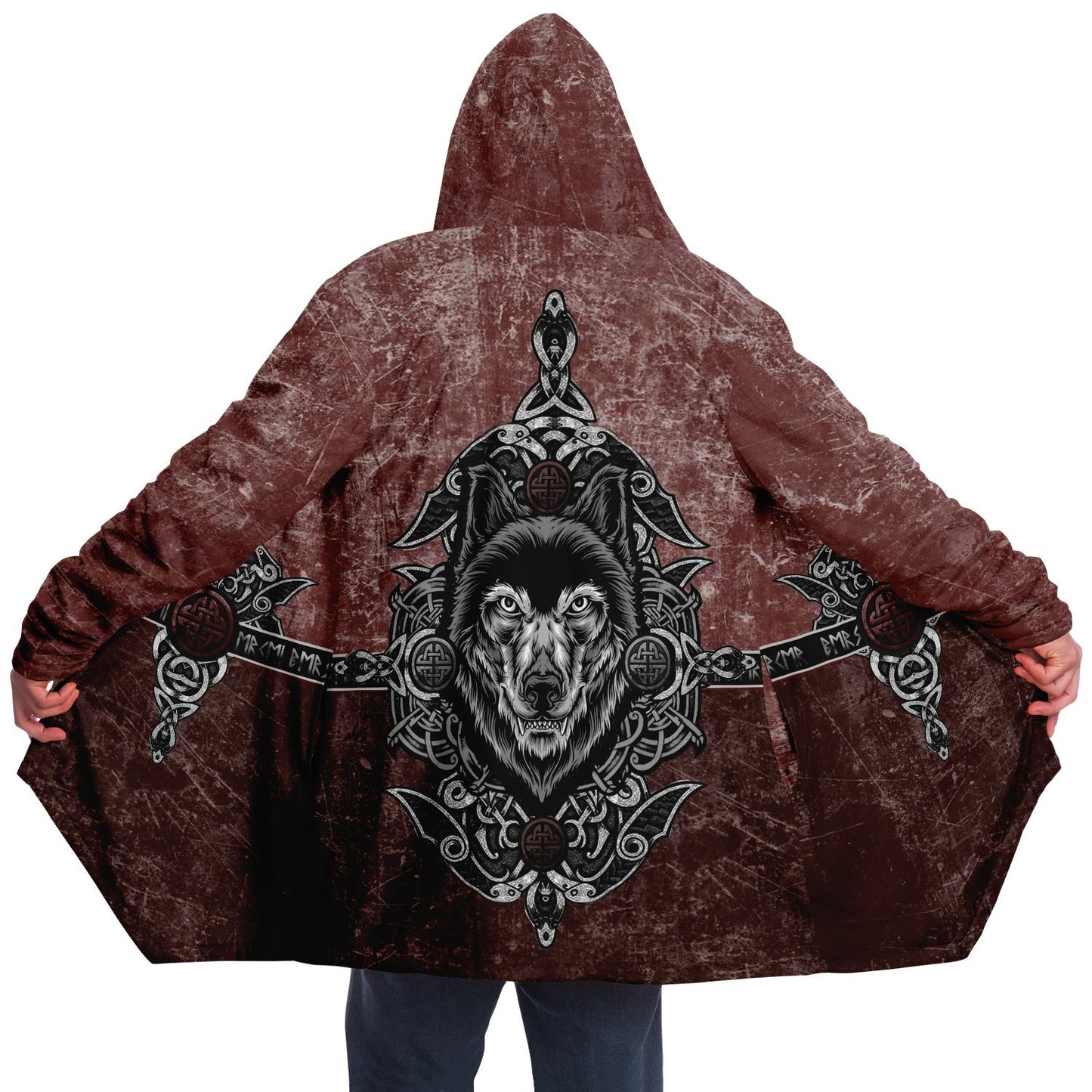 Wolf Head Premium Viking Red Cloak
